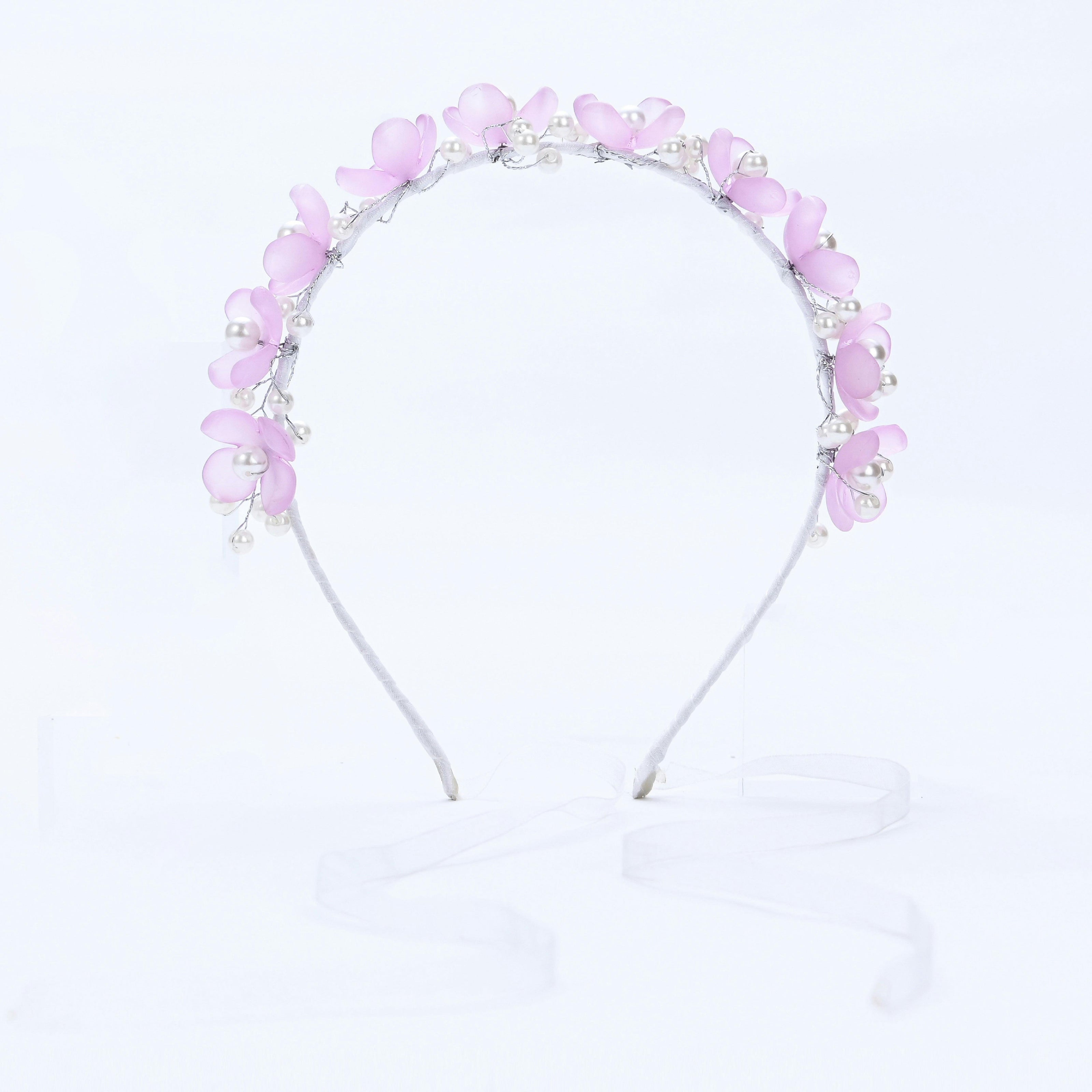 Purple Floral Pearl Headband