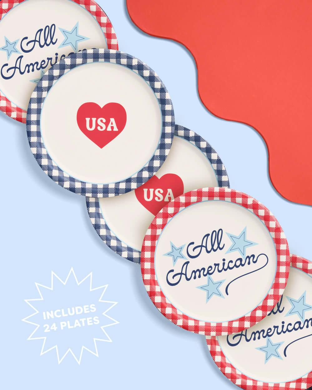 All American Plates - 24 paper plates