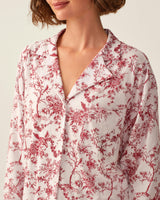 The Olivia Wide Leg Pima Pajama Set in Red Timeless Toile