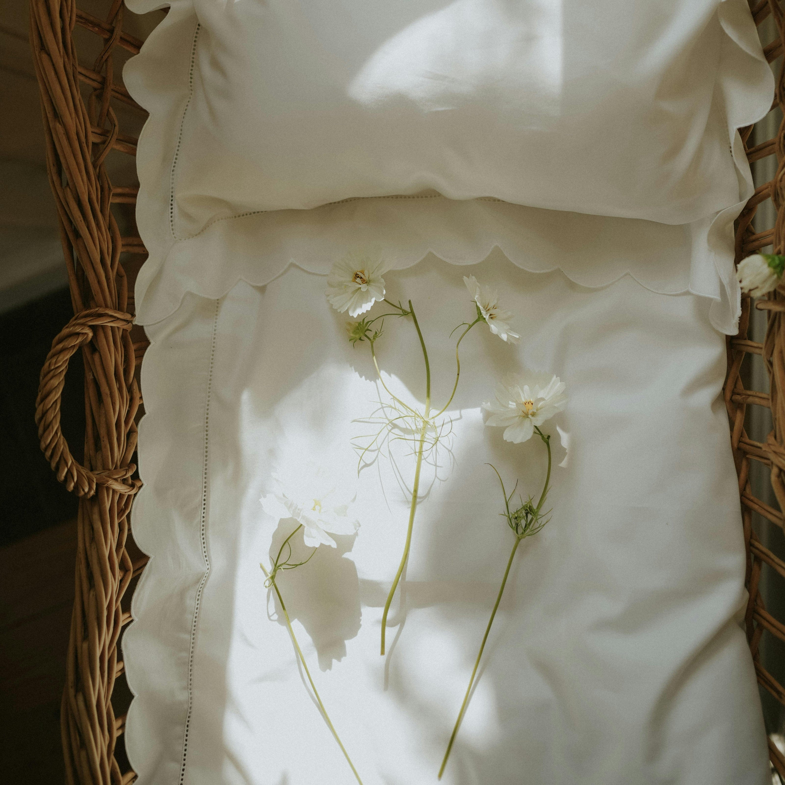 Scalloped Starlight Baby Duvet, White