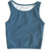 Ribbed Longline Crop, Blue