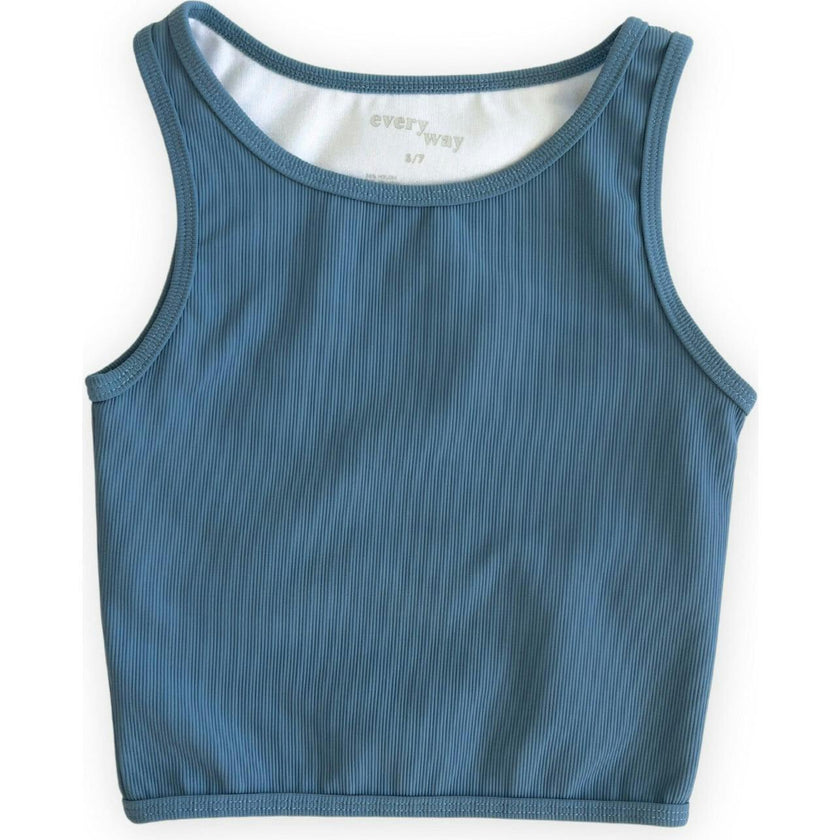 Ribbed Longline Crop, Blue