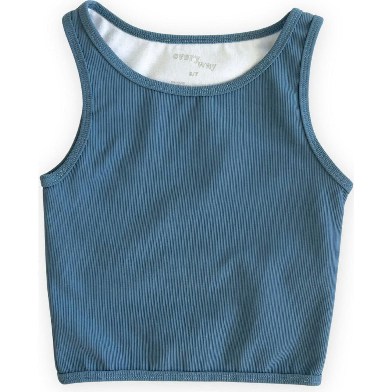 Ribbed Longline Crop, Blue