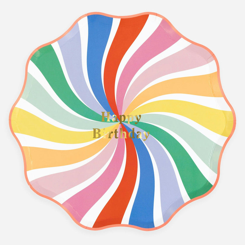 Rainbow Swirl Happy Birthday Dinner Plates