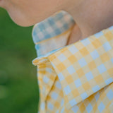 Gingham Yellow Shirt in Short Sleeves