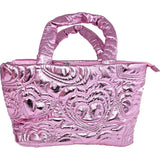 Pink Shinning Heart Puffy Overnight Bag