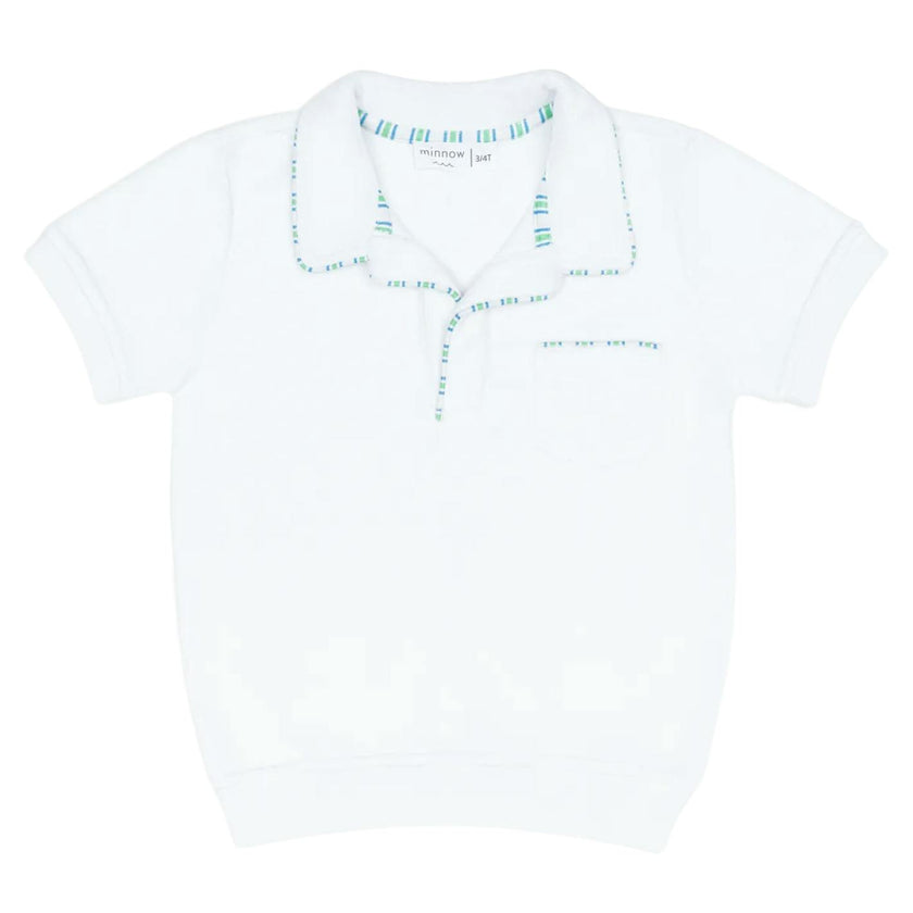 unisex shell white french terry polo