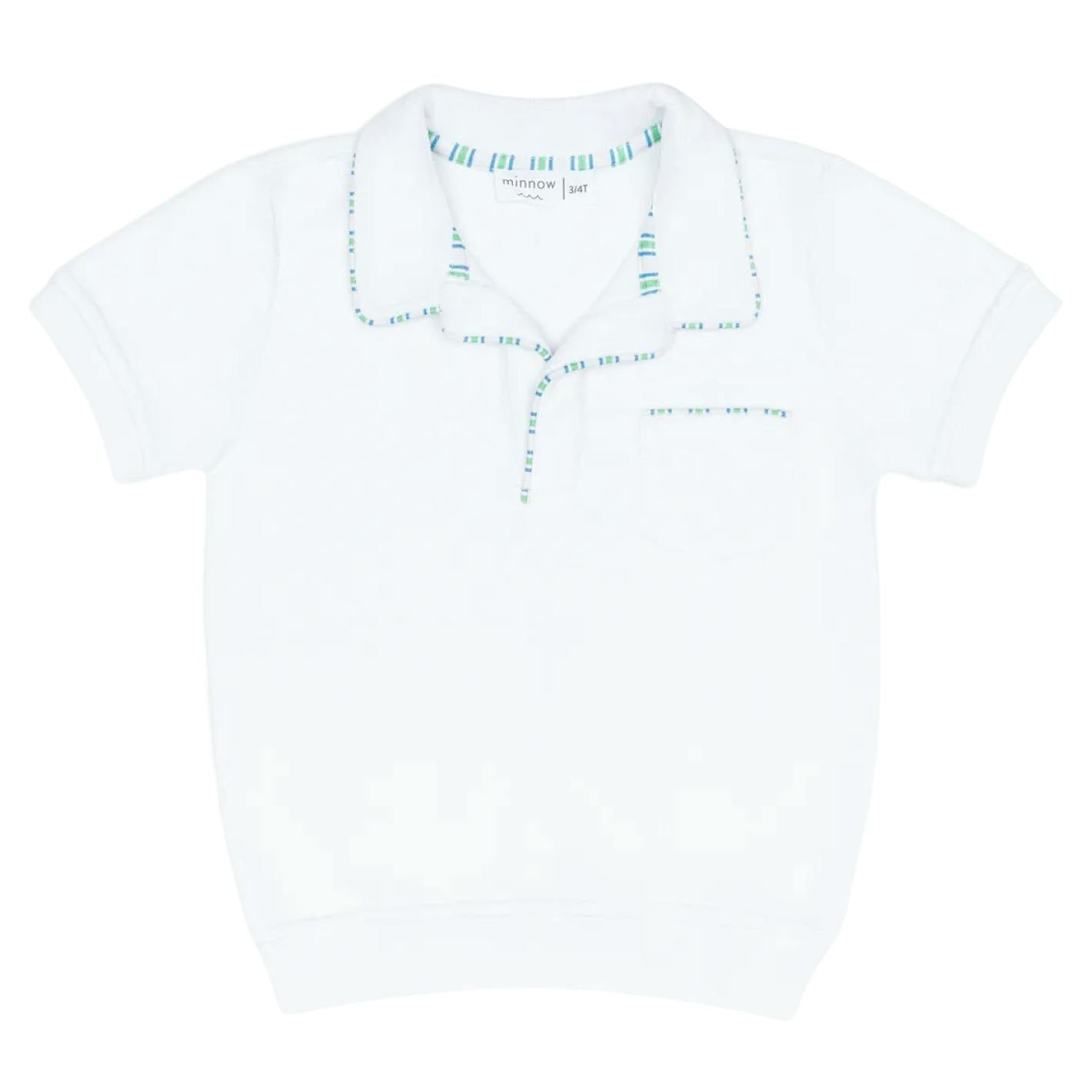 unisex shell white french terry polo