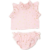Mini Gold Stars Gauze Lola Top Ruffle Tushie Set