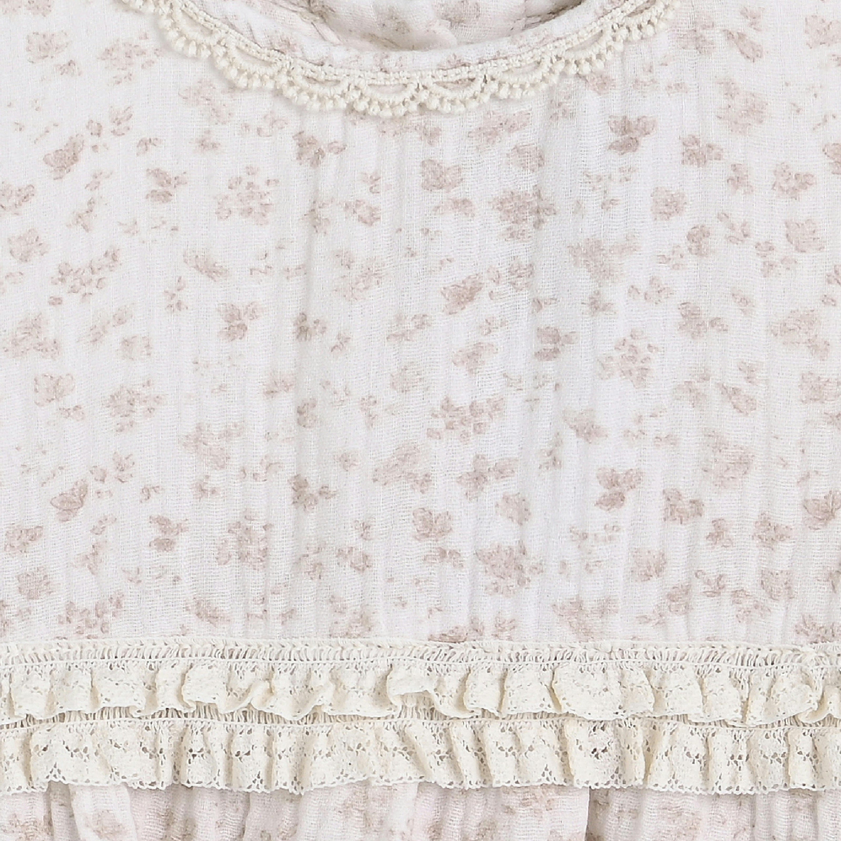 Beige Floral Ruffle Romper