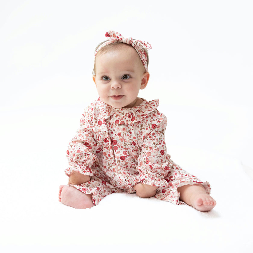 Serene Floral - Long Sleeve Ruffle Collar Romper