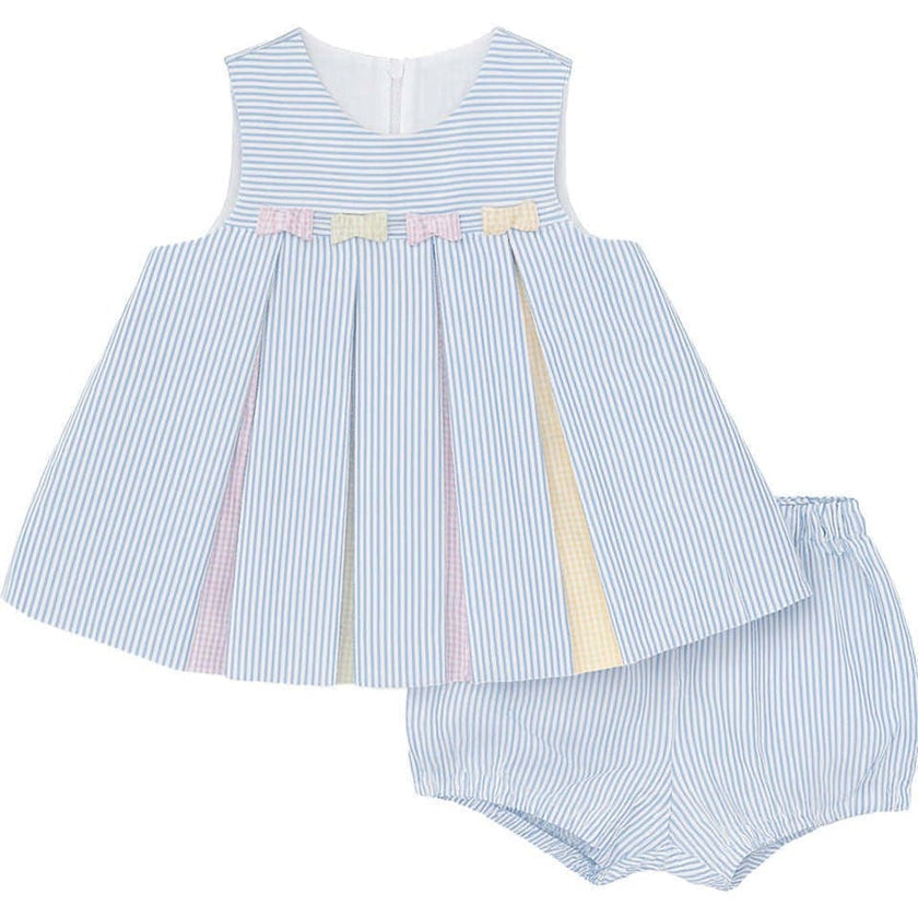 Multicolor Seersucker Dress & Bloomer