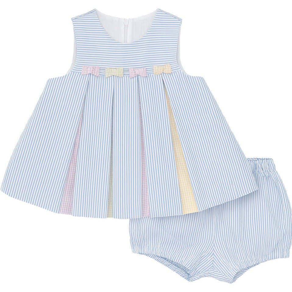 Multicolor Seersucker Dress & Bloomer