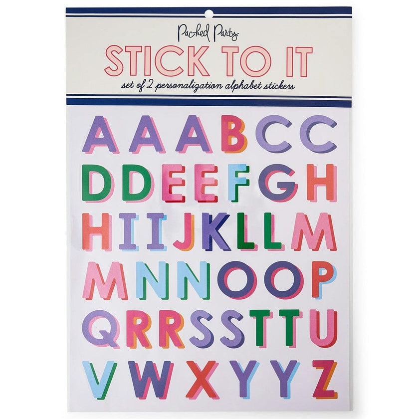 Packed Party Stick to It Vinyl Letter Sticker Pack 82ct - Waterproof Self-Adhesive 1.5-Inch Alphabet Stickers for Notebooks Bags Water Bottles and Monograms