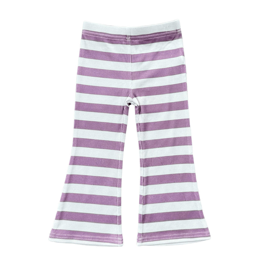Girls Flare Pants in Dusky Orchid Stripe