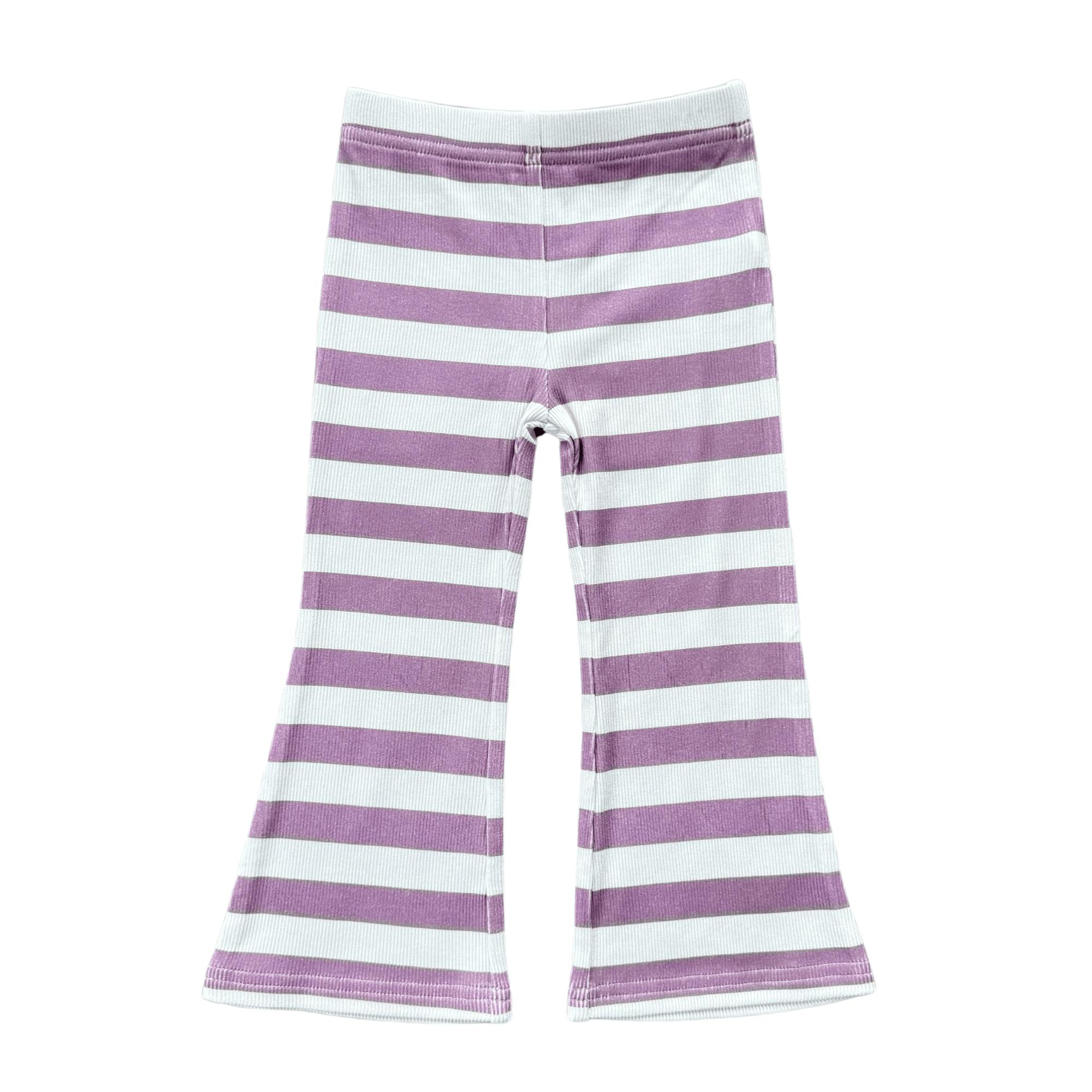 Girls Flare Pants in Dusky Orchid Stripe