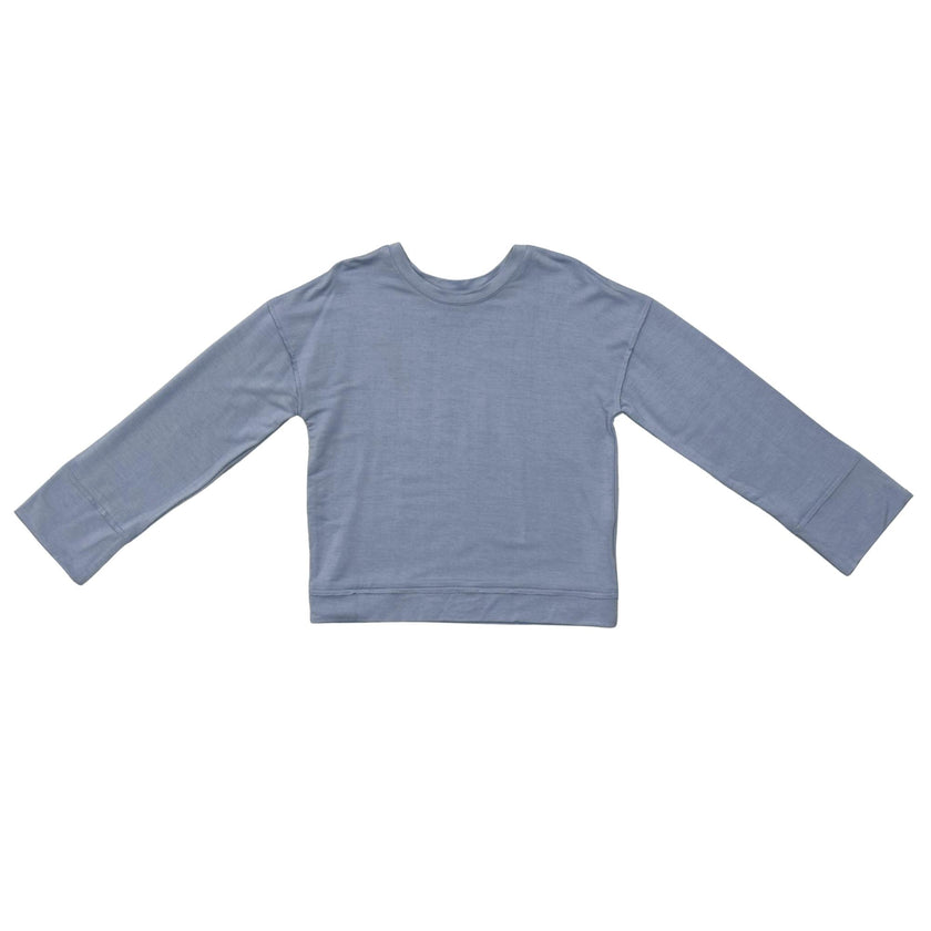 Girls Loose Fit Long Sleeve Top in Blue Fog