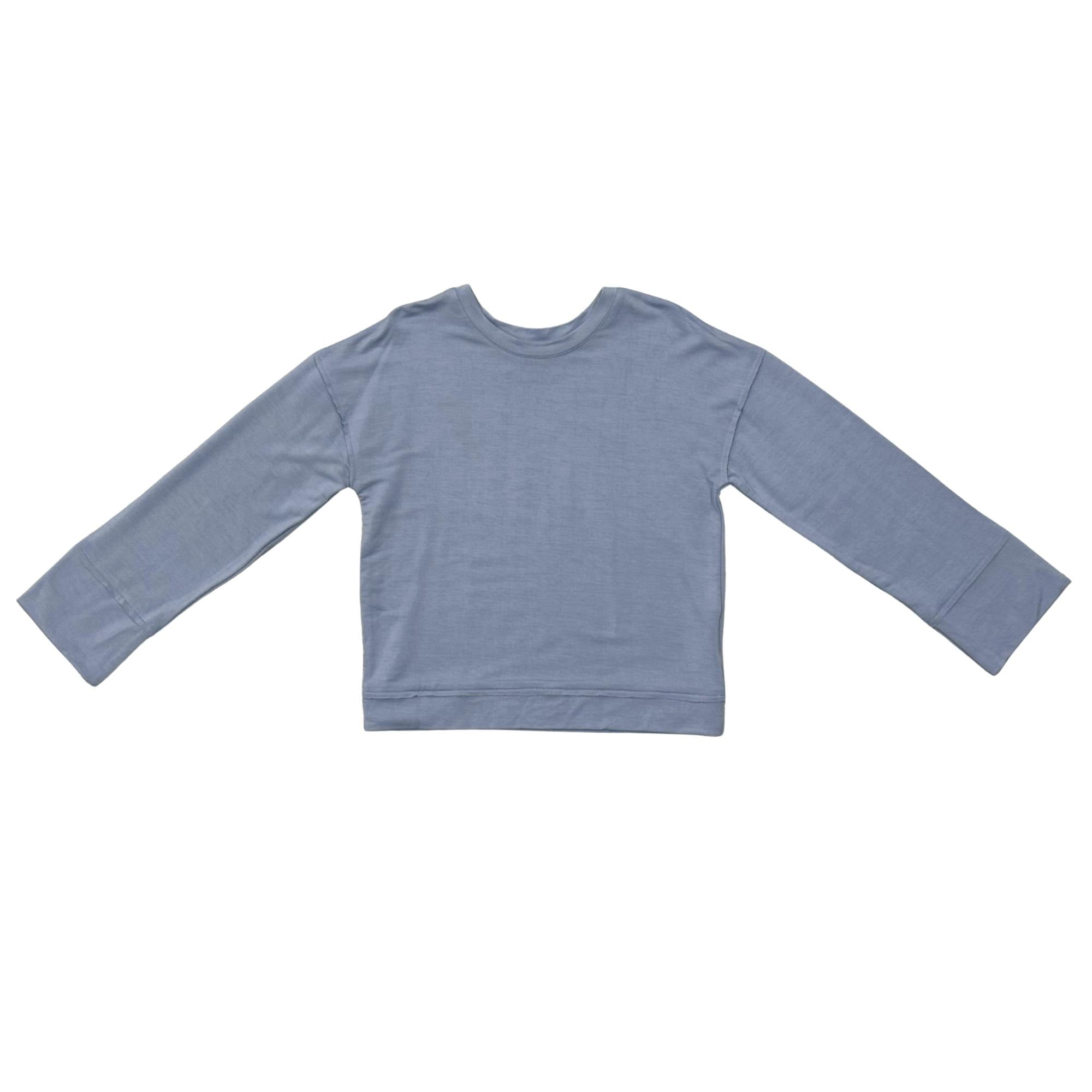Girls Loose Fit Long Sleeve Top in Blue Fog