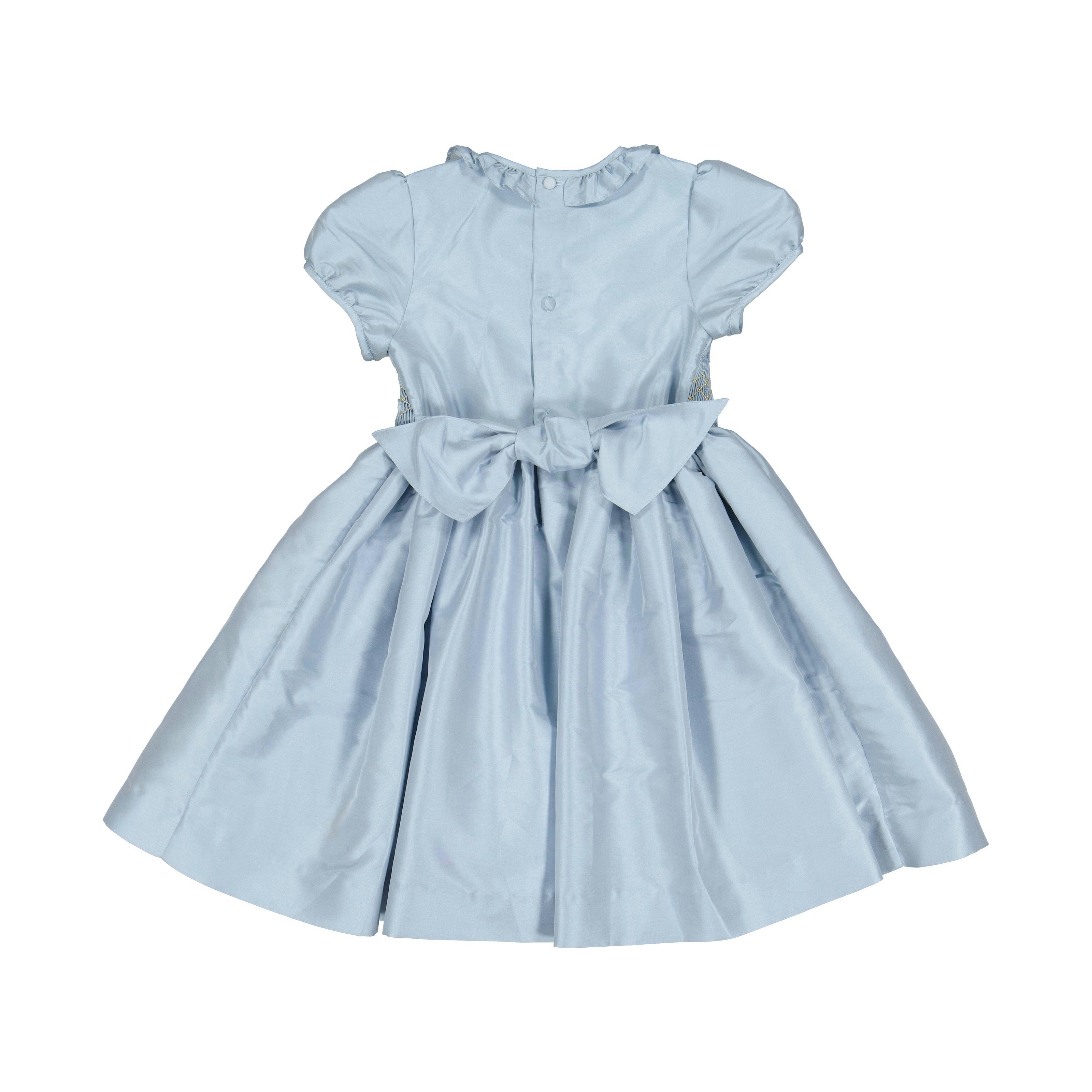 Astrid Blue Taffeta Smocked Girl Dress