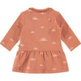 Long Sleeve Peplum Waist Sun Graphic Print Dress