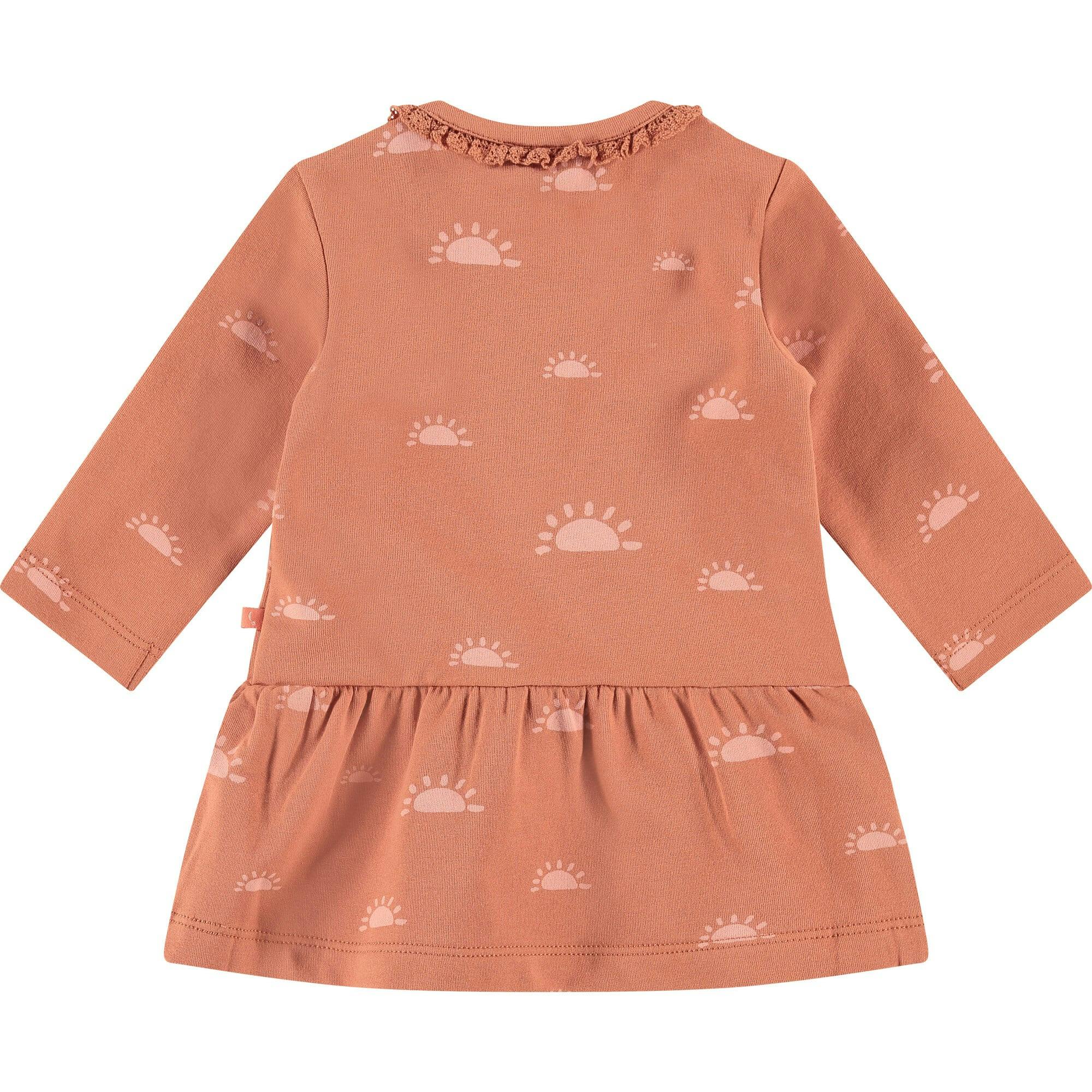 Long Sleeve Peplum Waist Sun Graphic Print Dress