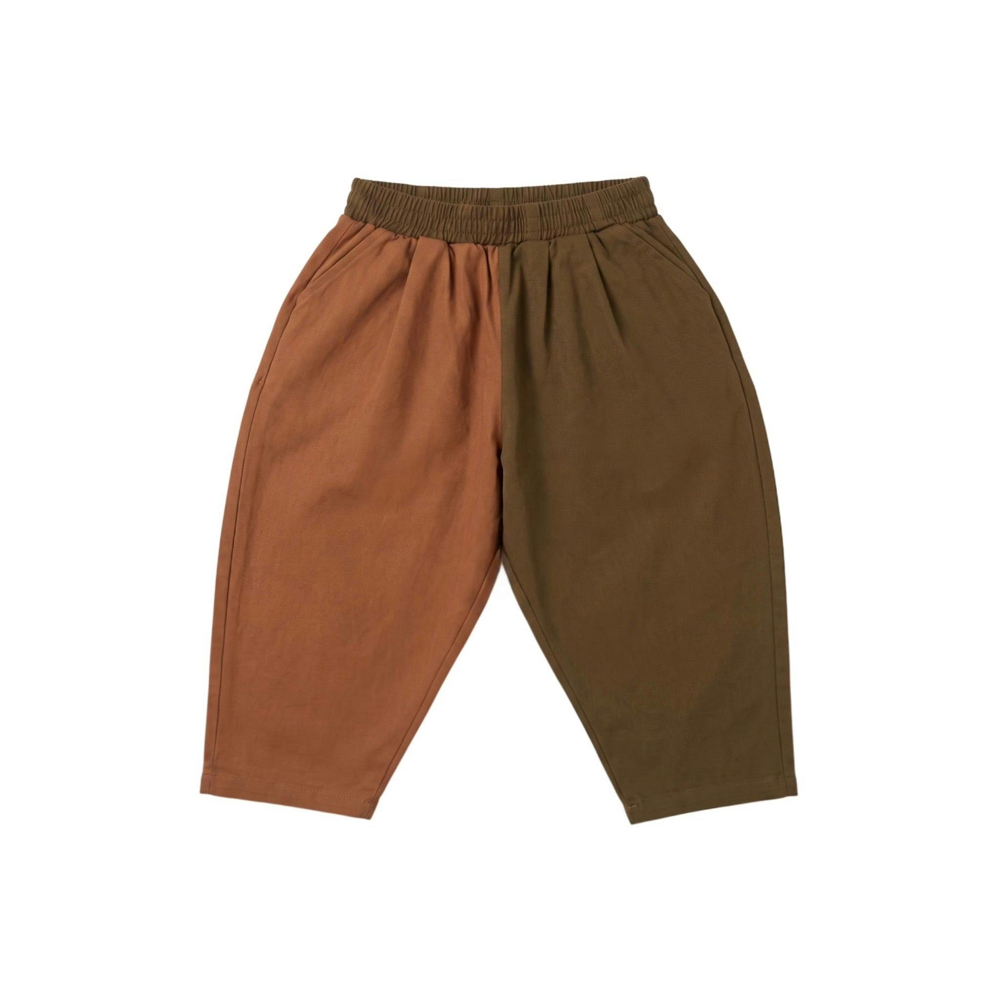 Rust & Brown Colorblock Canvas Pant