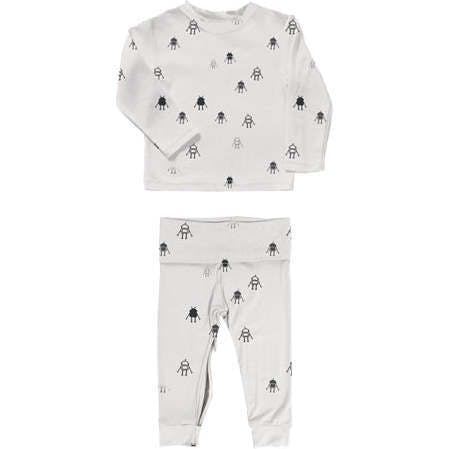 Footie Pajama Two-Piece, Beige