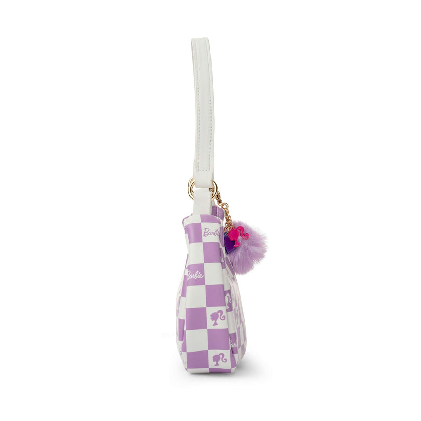 Barbie™ Purple Checkered Kids Hobo Handbag