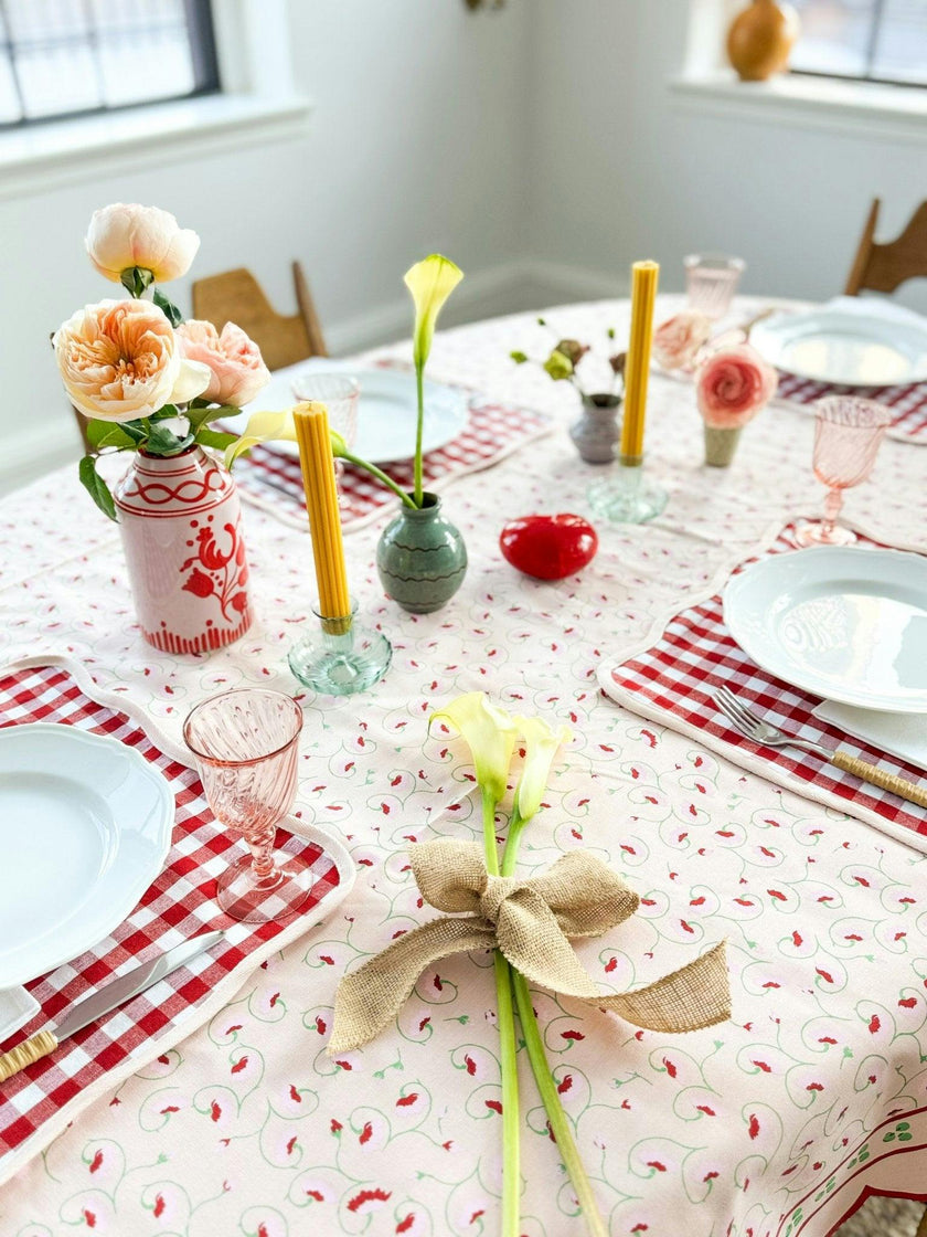Set of 4 Reversible Gingham Placemats – Red/Blush