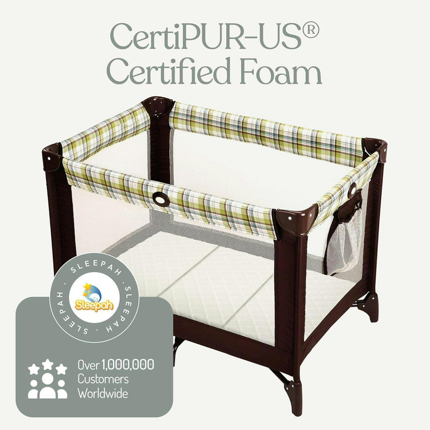 Trifold Pack and Play Mattress - Waterproof Washable Removable Cover