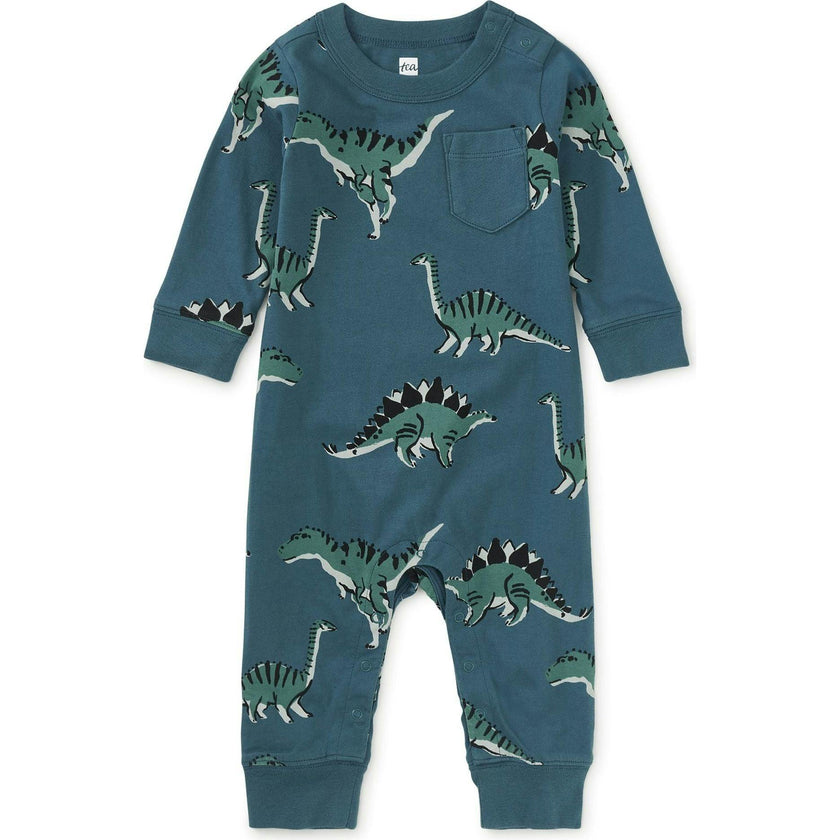 Long Sleeve Pocket Baby Romper, Green