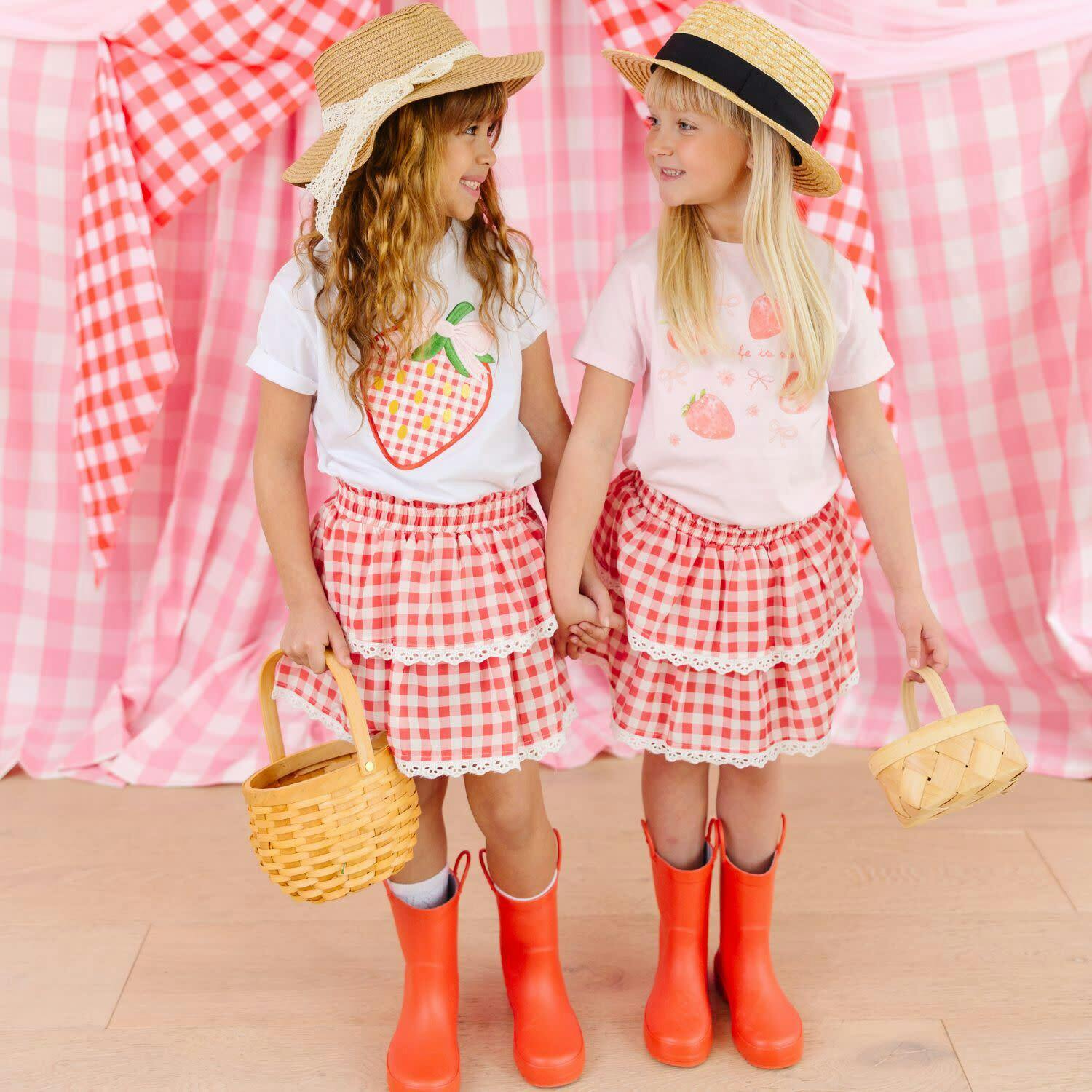 Strawberry Patchwork Short Sleeve T-Shirt - White