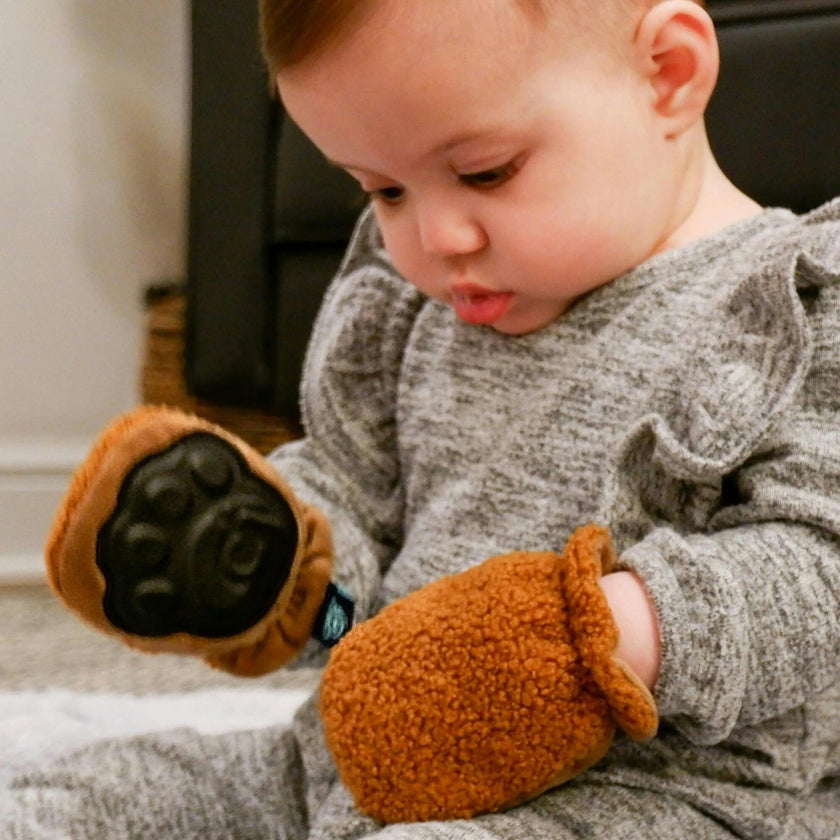 Rattle Mittens - Baby Faux Fur Rattle & Teething Mitten Toy