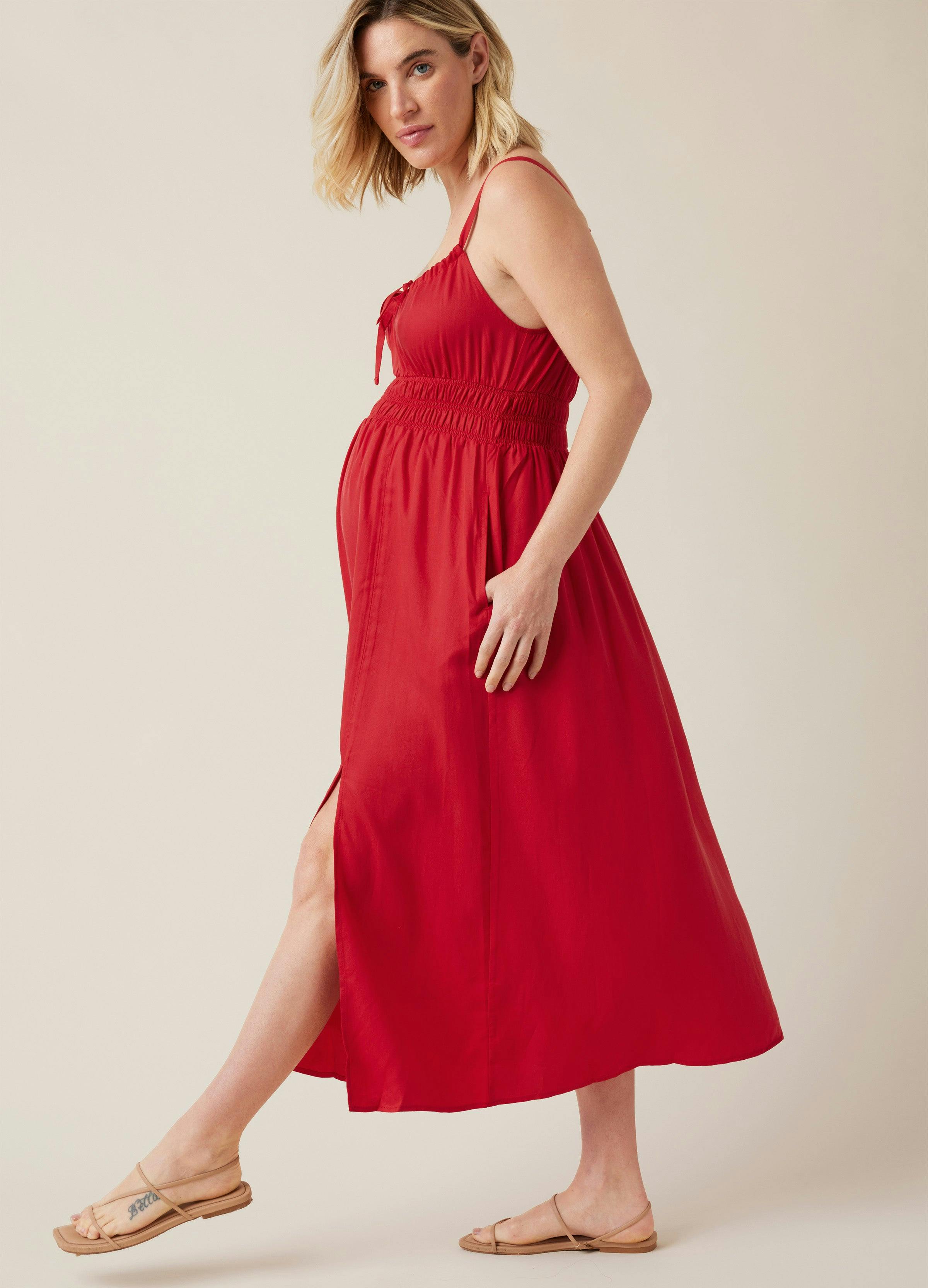 Sleeveless Lyocell Maternity Nursing Midi Dress