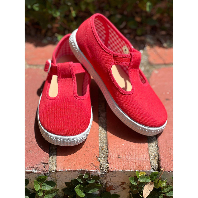 Canvas T-Strap in Red