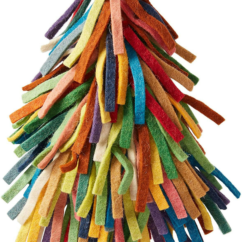 Handmade Hand Felted Wool Christmas Tree Topper - Multicolor Fringe Arcadia Home