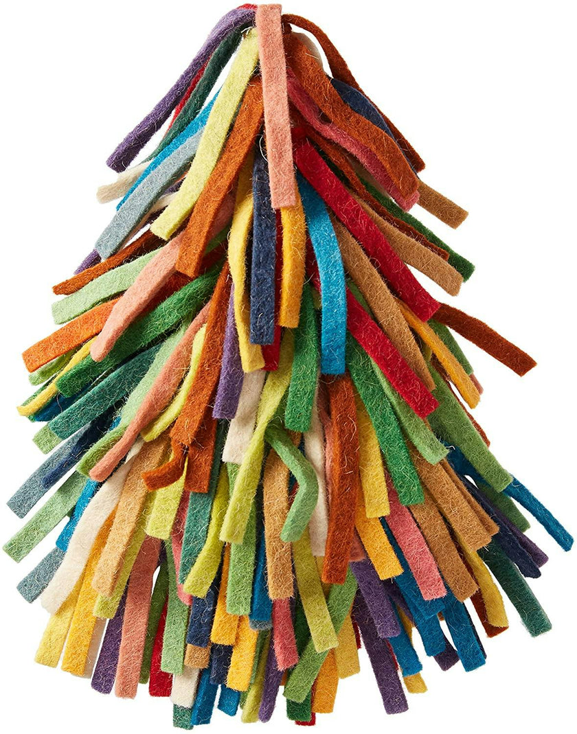 Handmade Hand Felted Wool Christmas Tree Topper - Multicolor Fringe
