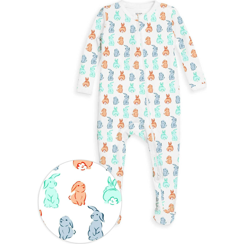The Organic Zipper Footie [Bunny Tails]