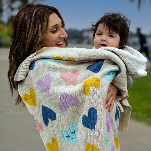 Smiley Hearts Baby Blanket Set