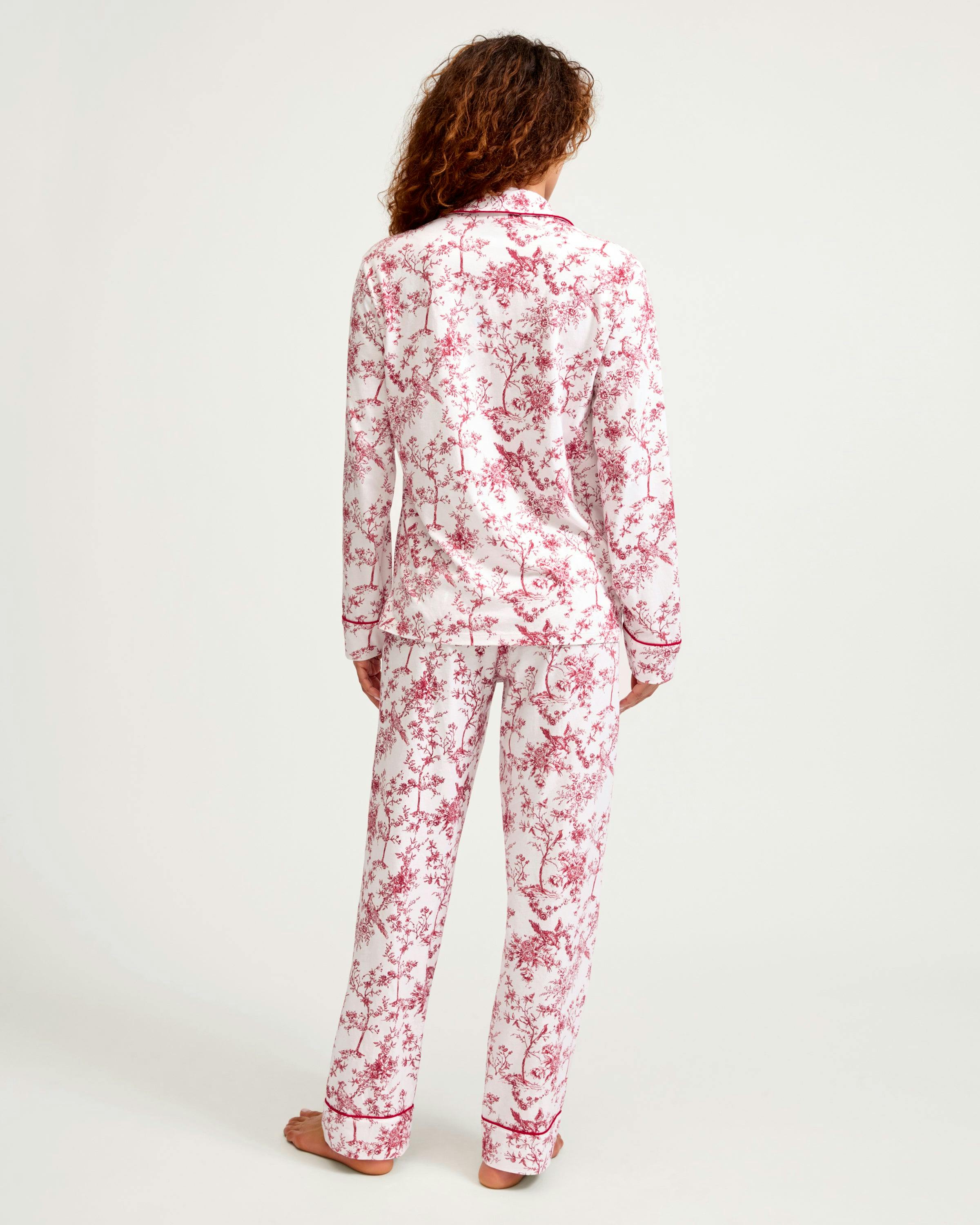 Women's Pima Pajama Set in Red Timeless Toile