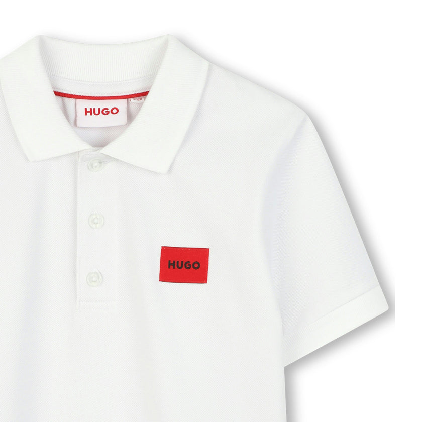 Boys Mini Me White Logo Polo Shirt
