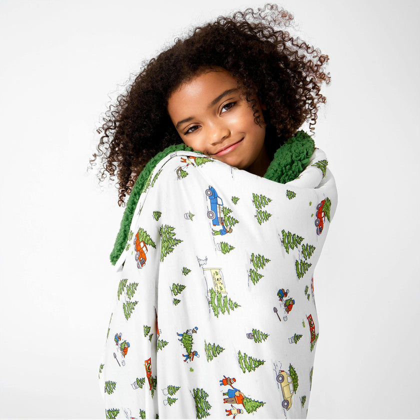 Christmas Tree Farm Bamboo Sherpa Blanket