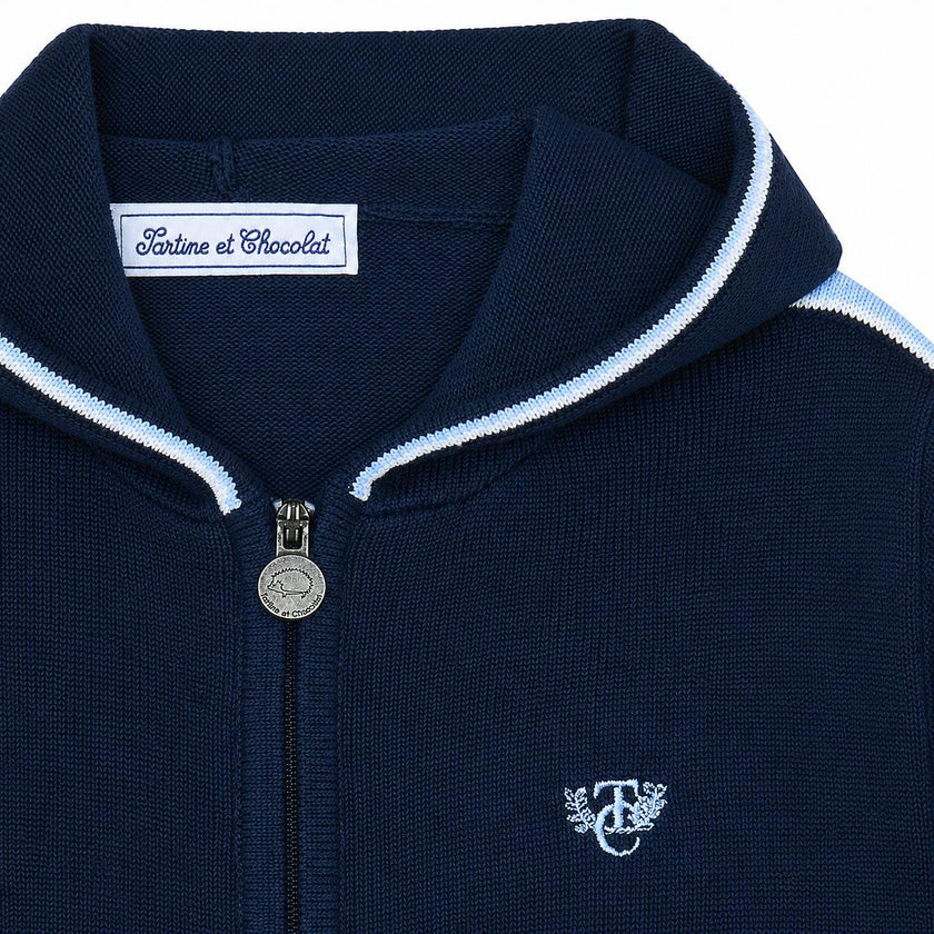 TARTINE ET CHOCOLAT Knit Zip Hoodie - Marine