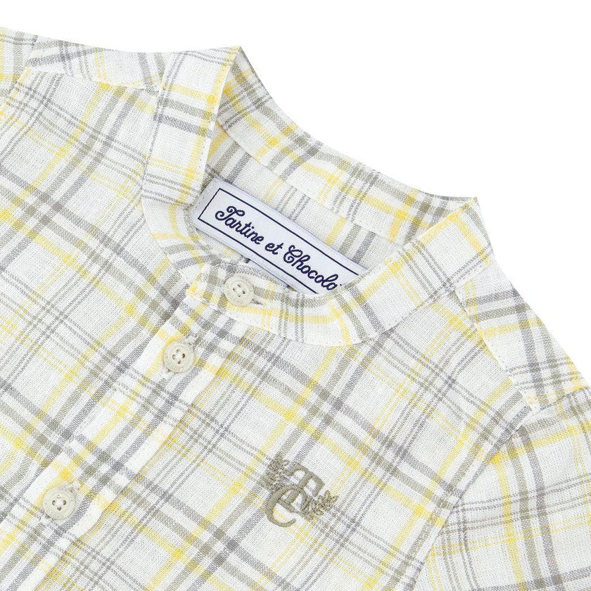 TARTINE ET CHOCOLAT Green Fern Checked Baby Shirt