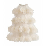 Cream Elysia Tiered Ruffle Dress