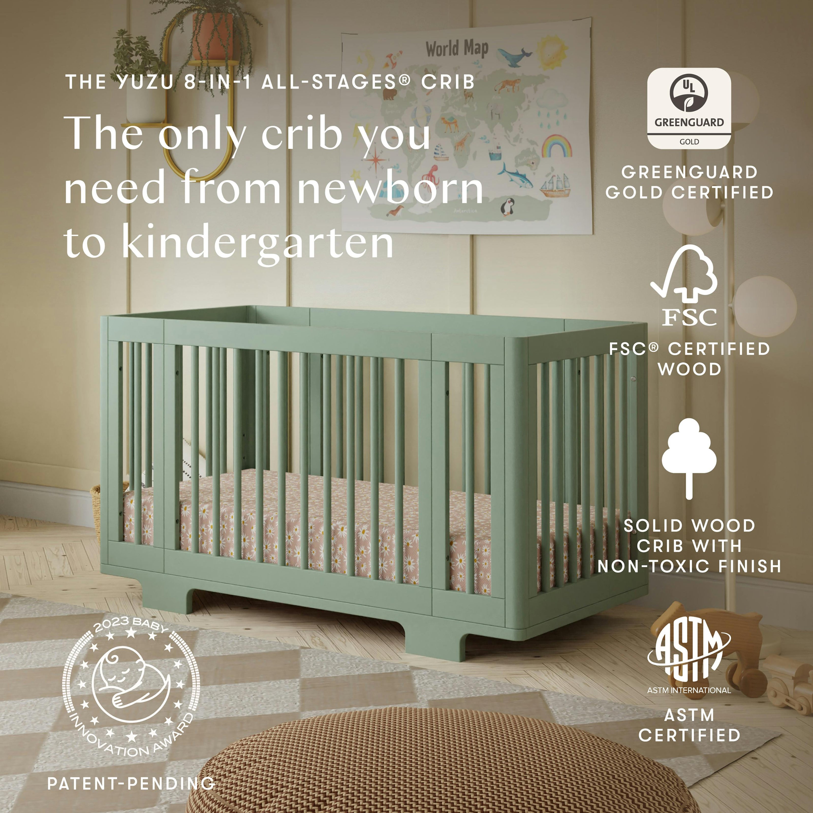 Yuzu 8-In-1 Convertible Crib with All-Stages Conversion Kits