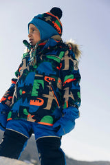 Two Piece Discover Snowsuit Blue Dinosaur Print