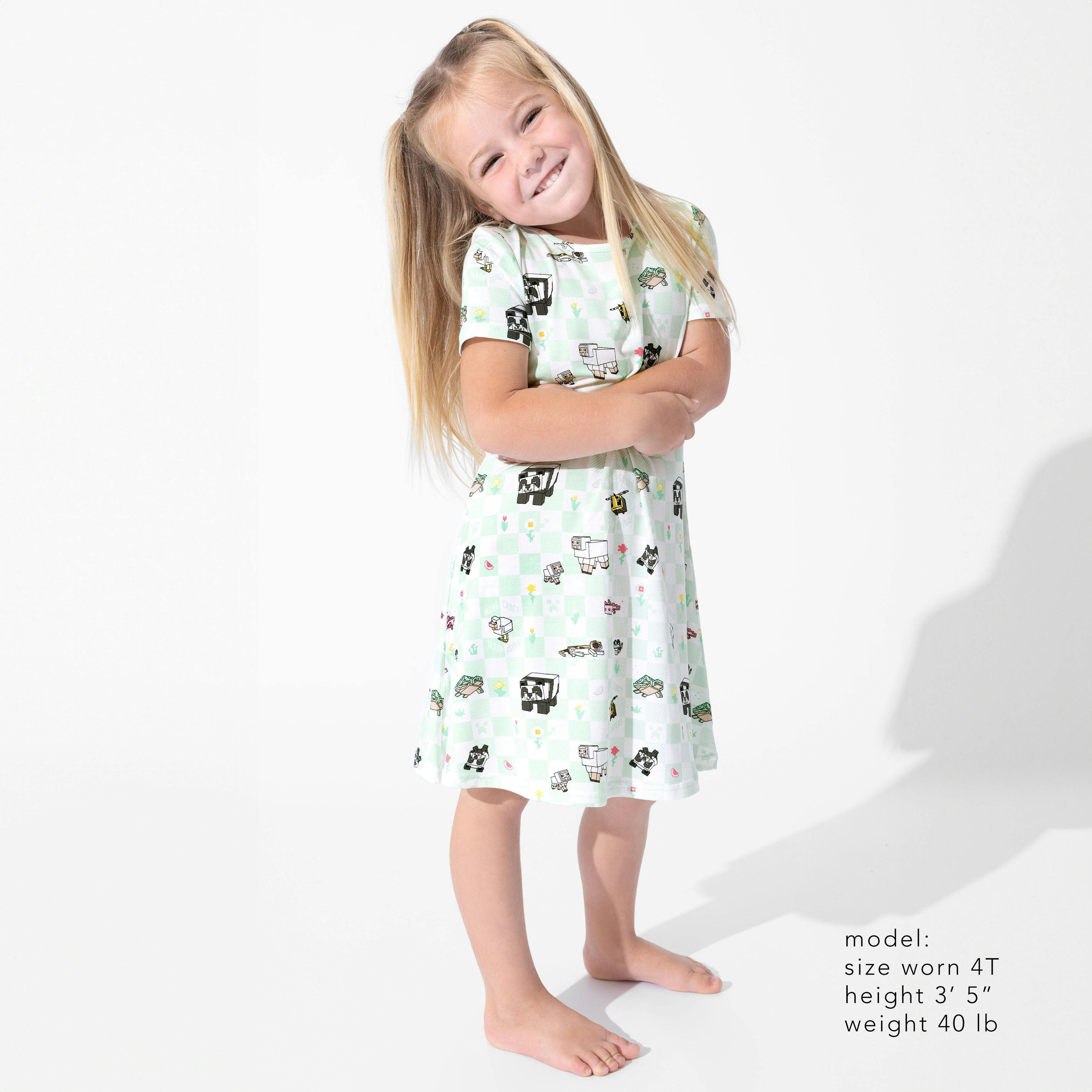 Minecraft Sleep Repeat Girls' Short Sleeve Dress