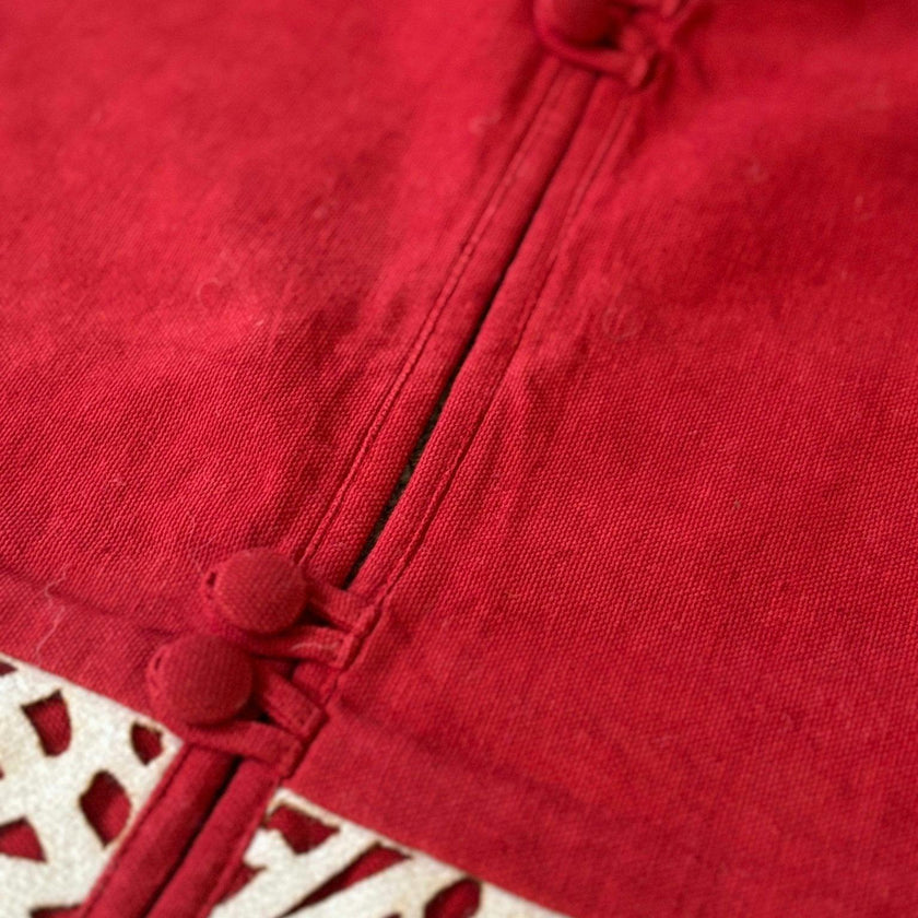 Handmade Linen Precision Cut Red Christmas Tree Skirt – 60" Arcadia Home