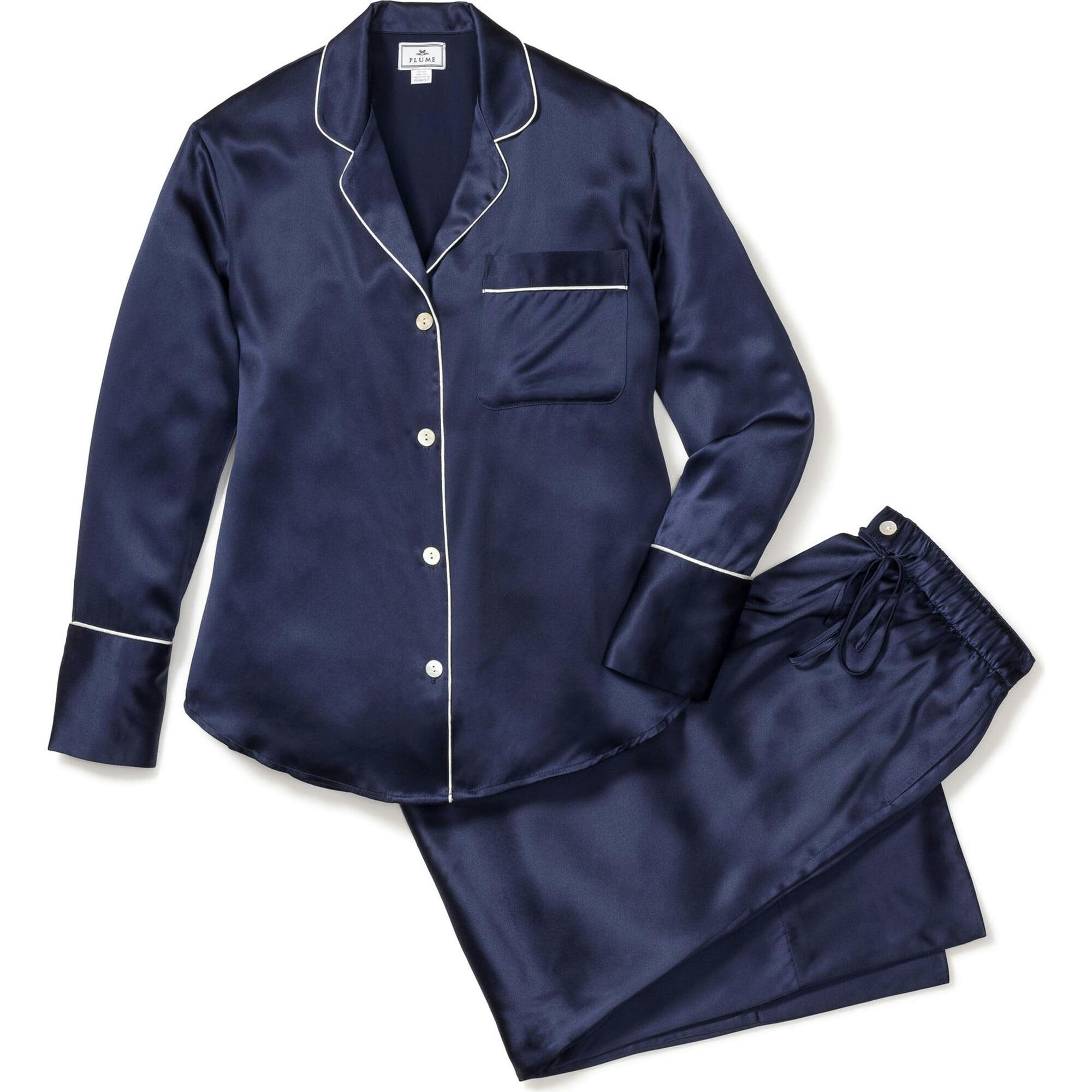 Women's Silk Pajama Set in Black